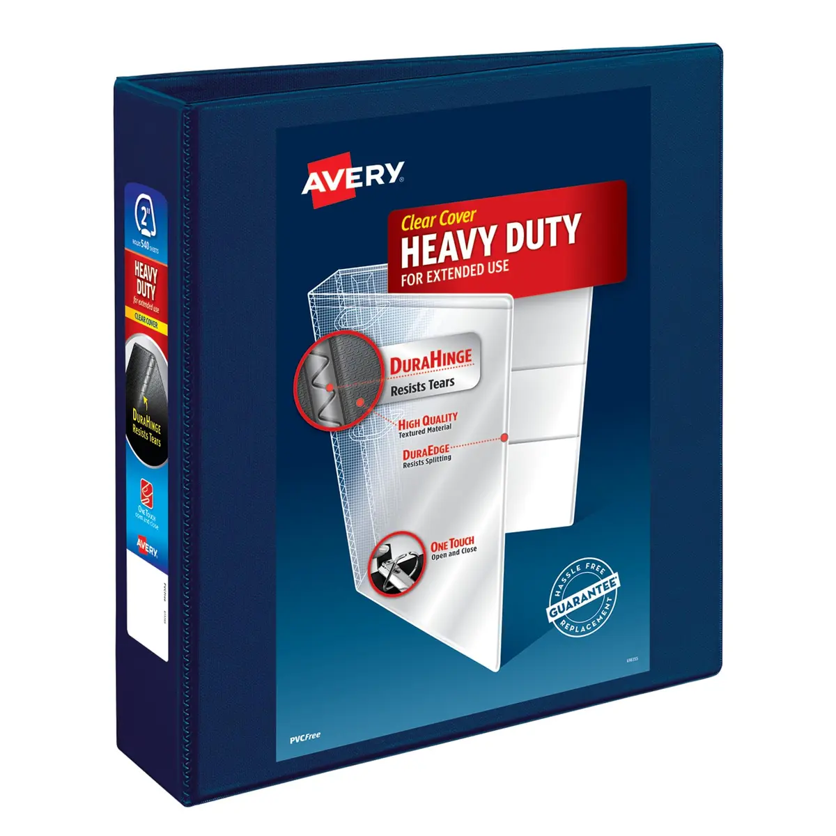 Avery Heavy-Duty View 3 Ring Binder, 2" Rings, Navy Blue | 540 Sheet Capacity, One Touch Lock - main product image