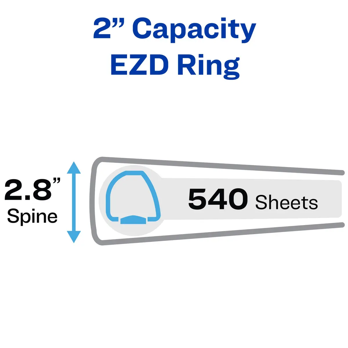 Avery Heavy-Duty View 3 Ring Binder, 2" Rings, Navy Blue | 540 Sheet Capacity, One Touch Lock - view 2
