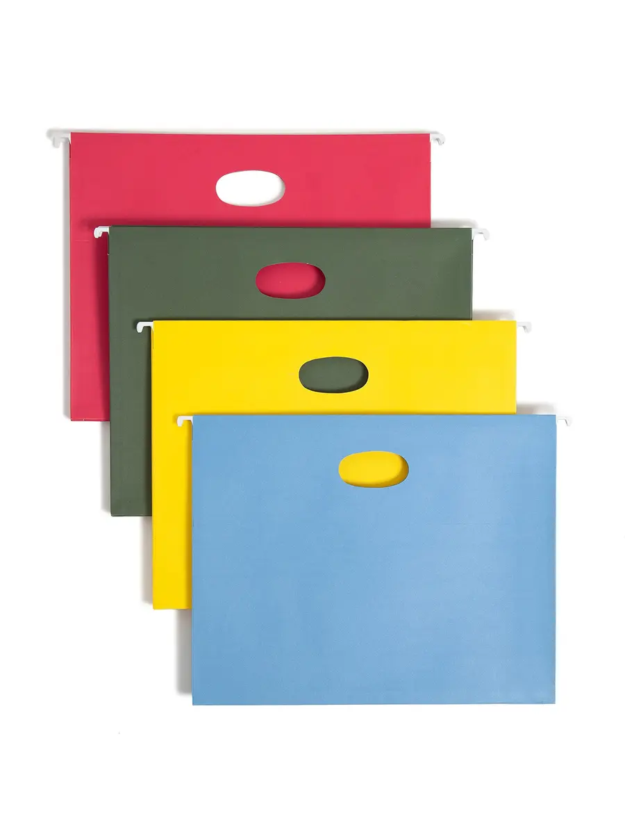 SMEAD Hanging Pocket with Full-Height Gusset, 3-1/2" Expansion, Letter Size, Assorted Colors, 4 per Pack - main product image