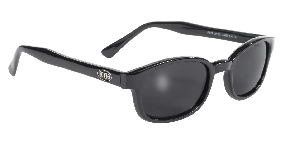 Pacific Coast Original KD's Biker Sunglasses (Black Frame/Dark Grey Lens) | Small Fit, Helmet Compatible, 100% UV Protection - main product image