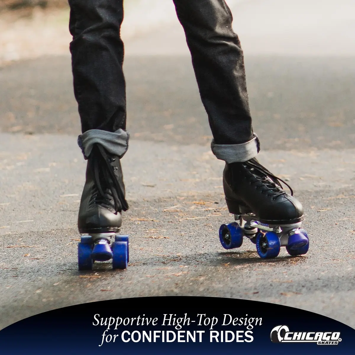 Chicago Skates Black Quad Roller Skates for Men & Women | Classic Adjustable High-Top Design for Indoor & Outdoor Use - view 5