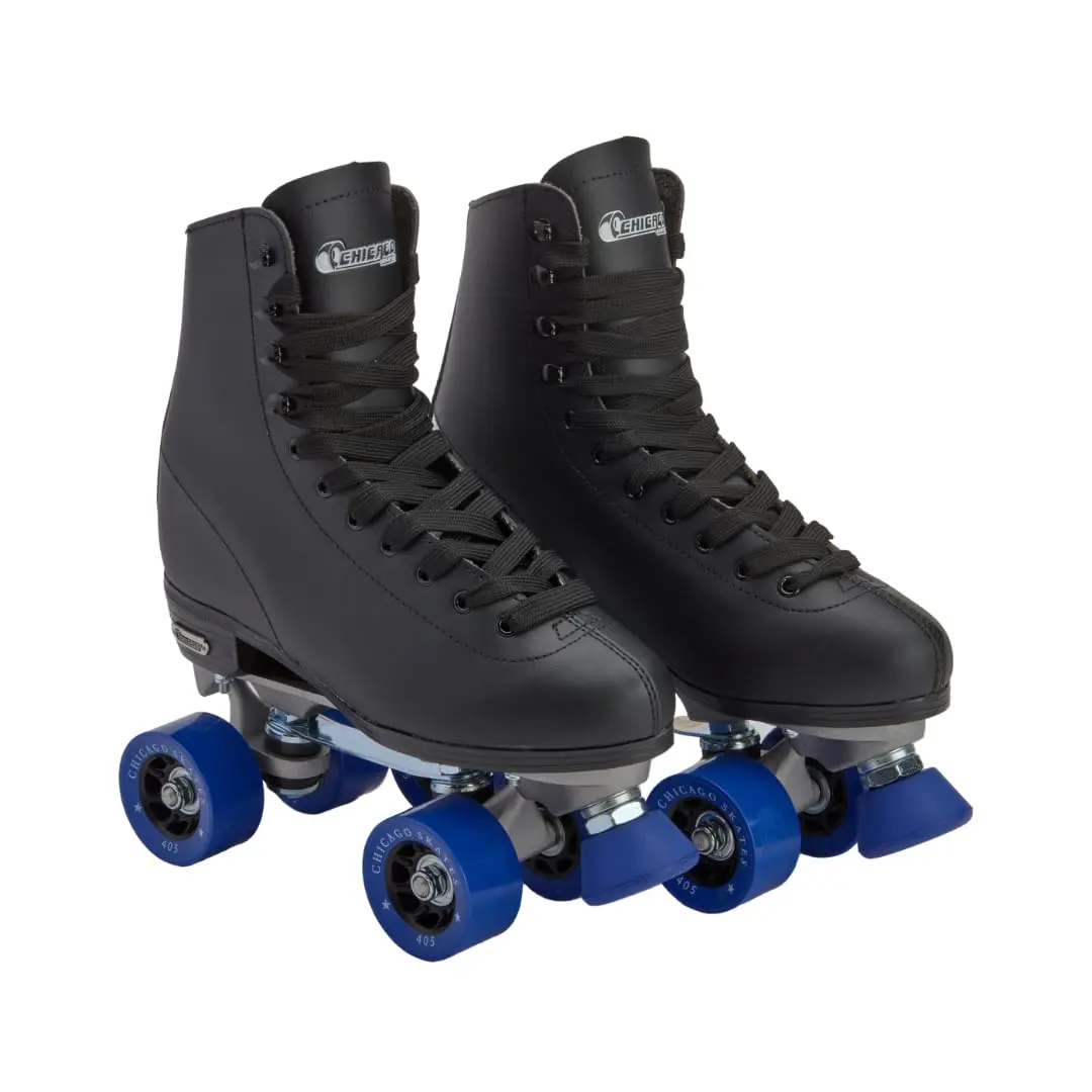 Chicago Skates Premium Black Quad Roller Skates for Beginners | Classic Adjustable High-Top Design for Indoor & Outdoor Use - main product image