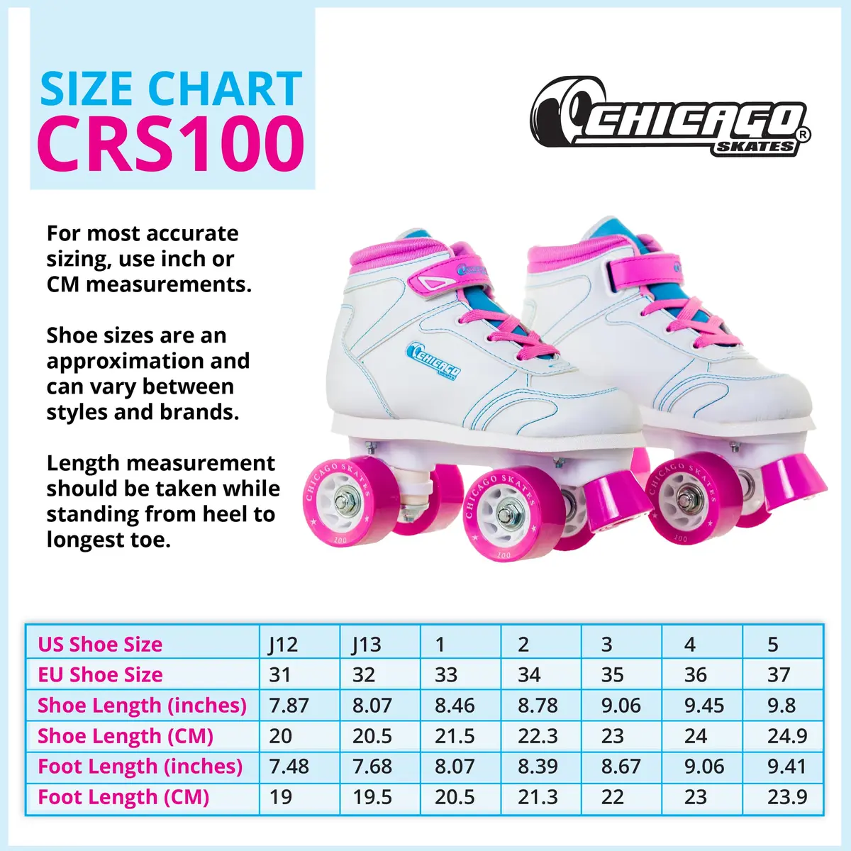 Chicago Skates Sidewalk Roller Skates – Durable, Top Performance Indoor/Outdoor Use Skate Shoes for Girls & Boys, High-Top Boot Safety Youth Quad Skates, 60mm PU Wheels, Adjustable Chassis & Trucks - view 6