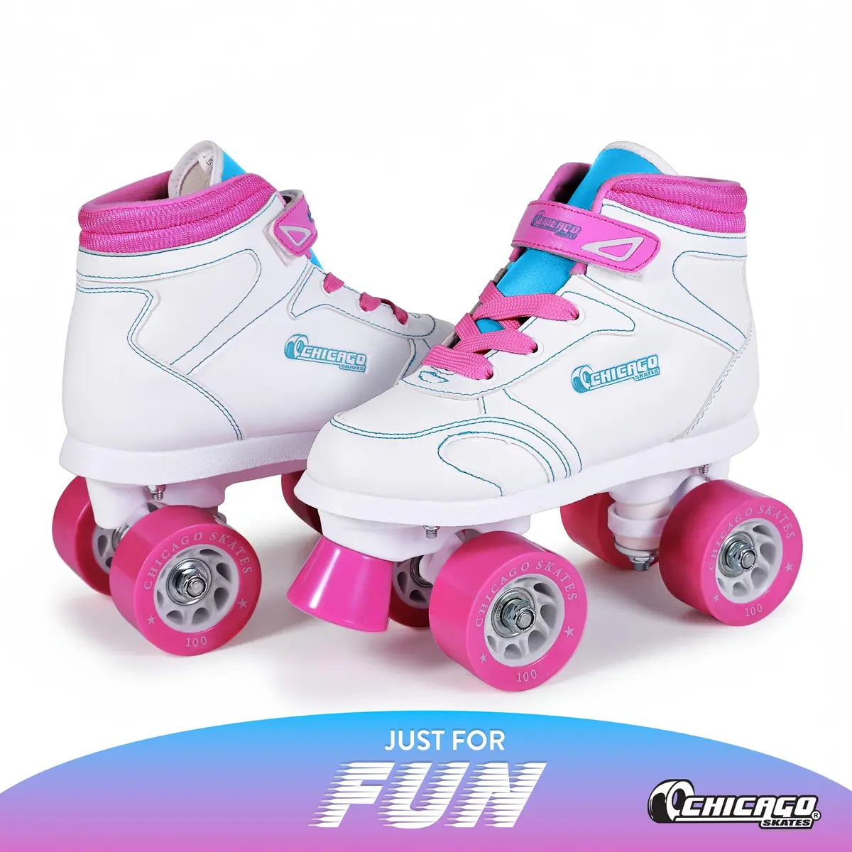 Chicago Skates Sidewalk Roller Skates – Durable, Top Performance Indoor/Outdoor Use Skate Shoes for Girls & Boys, High-Top Boot Safety Youth Quad Skates, 60mm PU Wheels, Adjustable Chassis & Trucks - view 2
