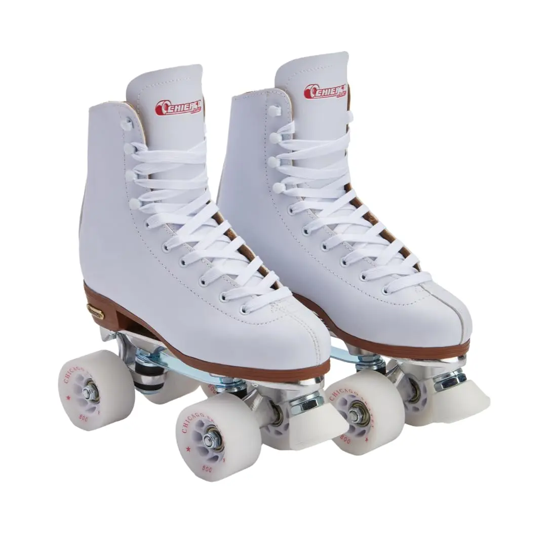 Chicago Skates Women's Premium Leather Lined Rink Roller Skate - Classic White Quad Skates - Size 5 | Iconic Indoor/Outdoor Style - main product image