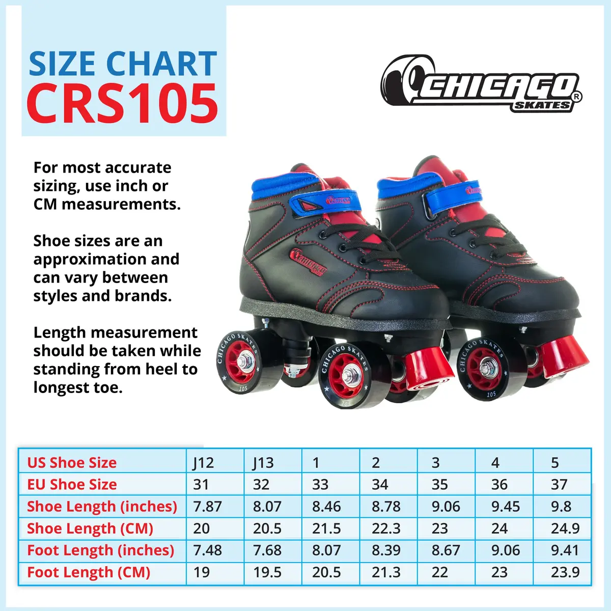 Chicago Skates Sidewalk Roller Skates – Durable, Top Performance Indoor/Outdoor Use Skate Shoes for Girls & Boys, High-Top Boot Safety Youth Quad Skates, 60mm PU Wheels, Adjustable Chassis & Trucks - view 6