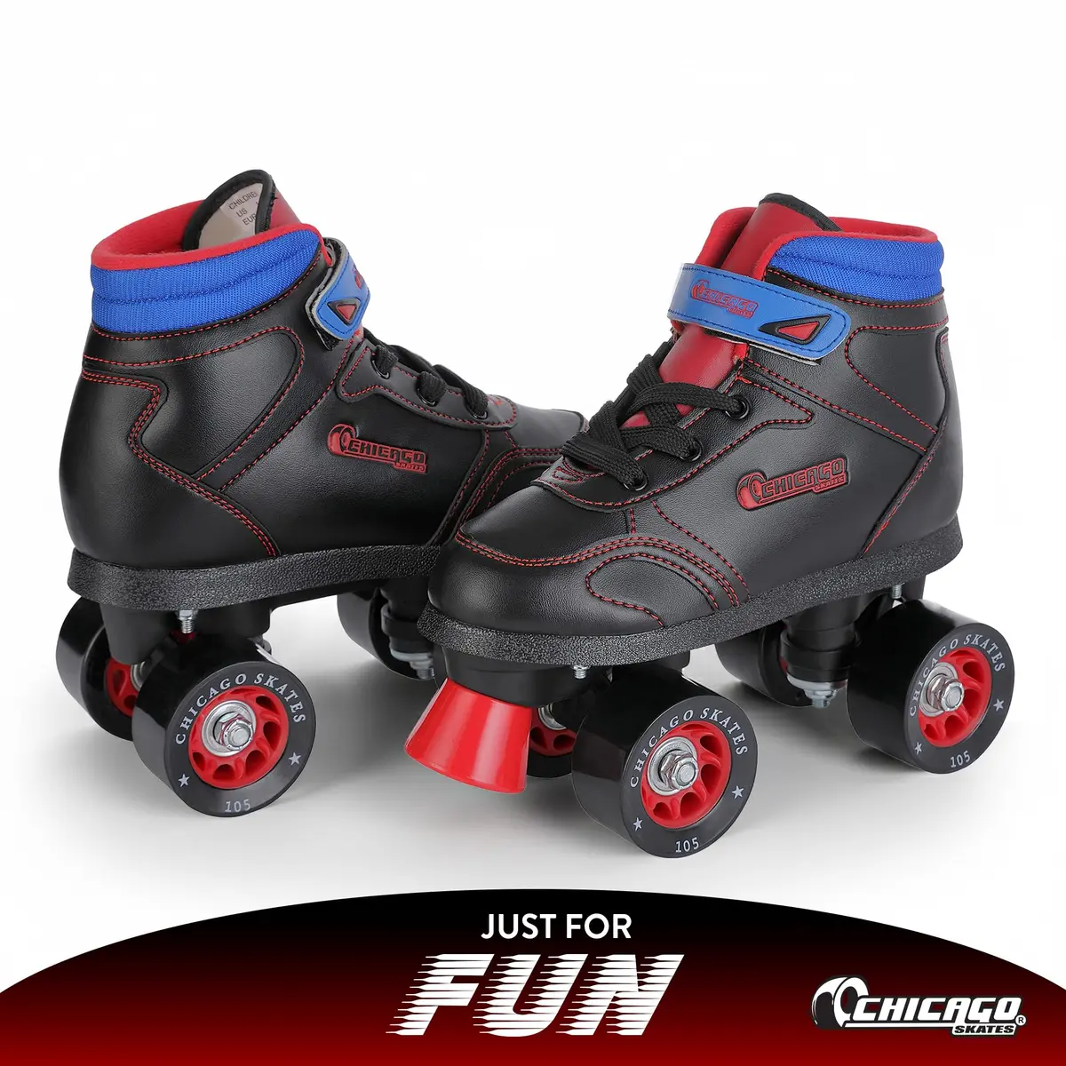 Chicago Skates Sidewalk Roller Skates – Durable, Top Performance Indoor/Outdoor Use Skate Shoes for Girls & Boys, High-Top Boot Safety Youth Quad Skates, 60mm PU Wheels, Adjustable Chassis & Trucks - view 2