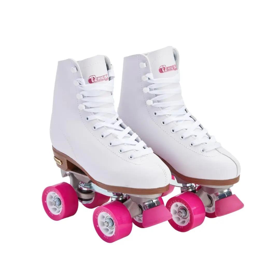 Chicago Skates Premium White Quad Roller Skates for Girls and Women Beginners | Classic Adjustable High-Top Design for Indoor or Outdoor Skates and Roller Derby - main product image