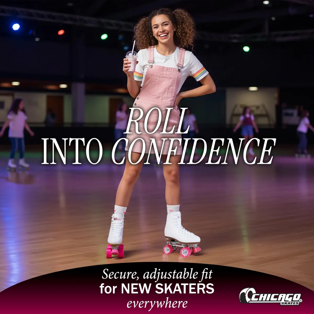 Chicago Skates Premium White Quad Roller Skates for Girls and Women Beginners | Classic Adjustable High-Top Design for Indoor or Outdoor Skates and Roller Derby - view 6