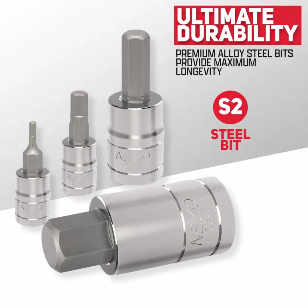 NEIKO Metric Hex Bit Socket Set | 13-Piece Set | 2mm-14mm | 1/4", 3/8", 1/2" Drive - view 3