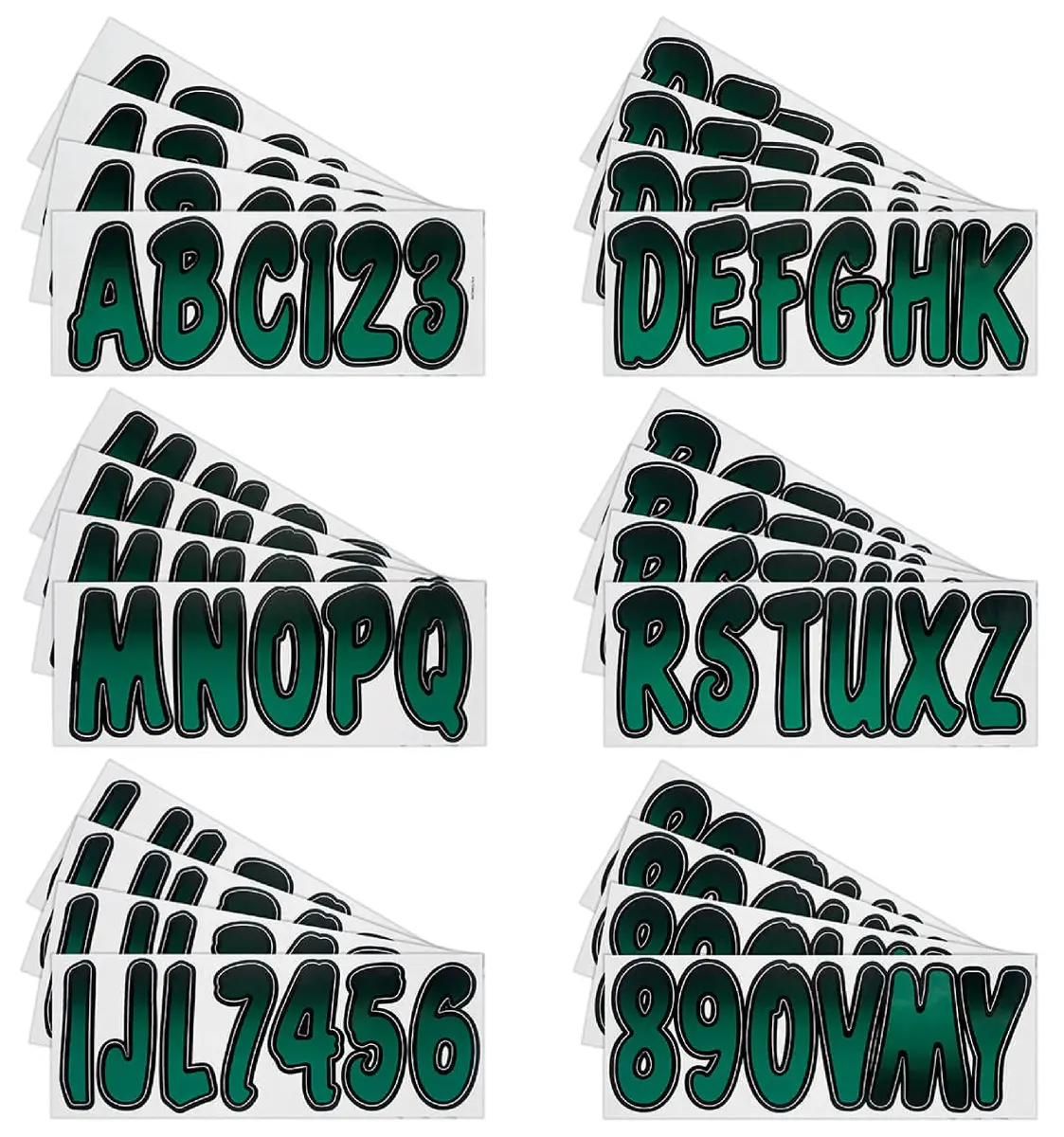 Hardline Products Series 200 Forest Green/Black Gradient Boat & PWC Registration Number Kit 3-inch (7.62 cm) | USCG Compliant, UV & Fuel Resistant, 146-Piece Decal Set - view 2