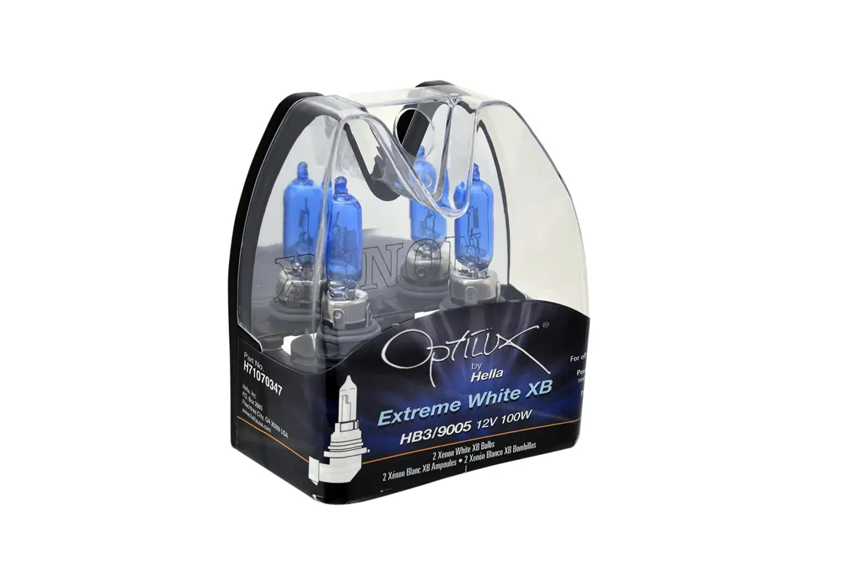 Hella Optilux XB Series HB3 9005 Xenon White 100W Halogen Bulbs, 12V, 2 Pack - main product image
