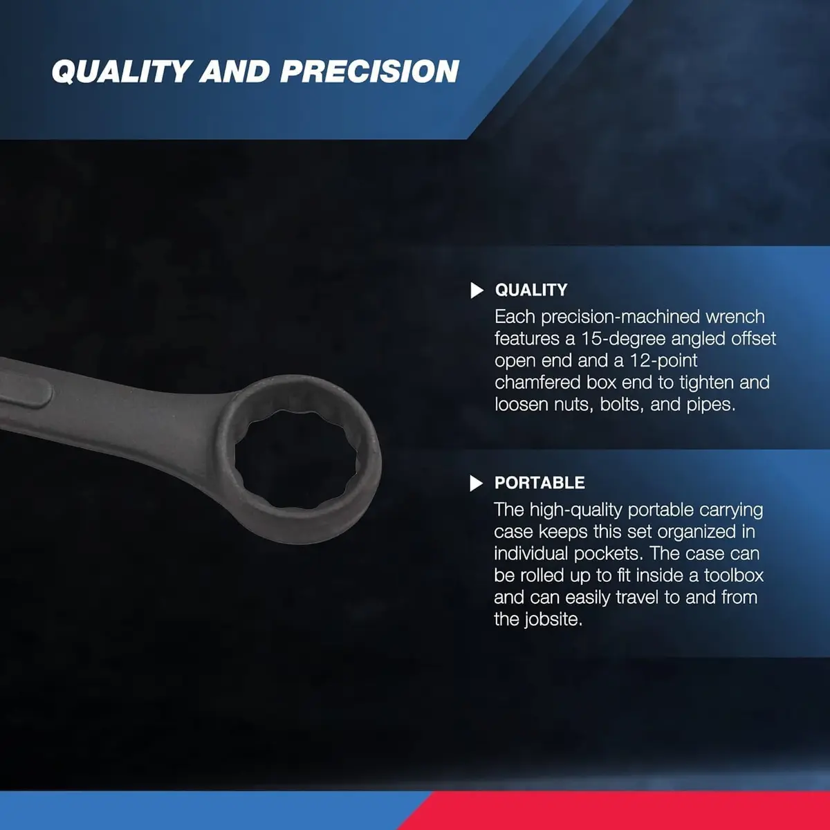 NEIKO Wrench Set 16 Piece | Heavy Duty MM | Raised Panel Construction - view 3