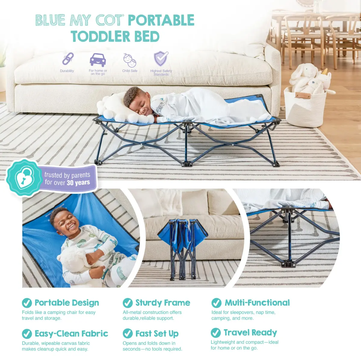 Regalo My Cot Portable Toddler Bed 122 cm x 62 cm x 23 cm | Foldable Kids Travel Bed for Indoor/Outdoor Use - view 5
