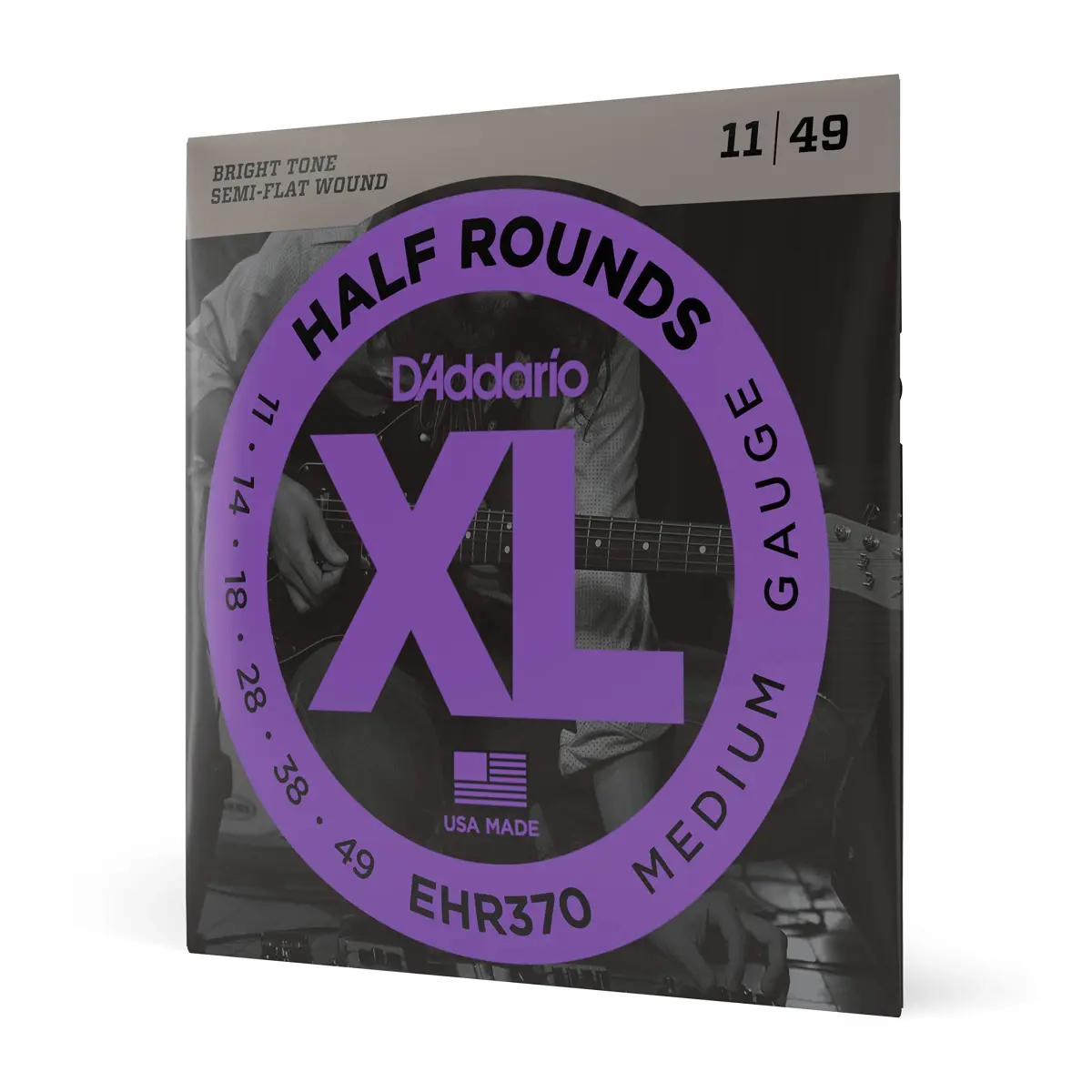 D'Addario EHR370 Half Round Electric Guitar Strings Medium 11-49 | Smooth Feel, Reduced Finger Noise - main product image