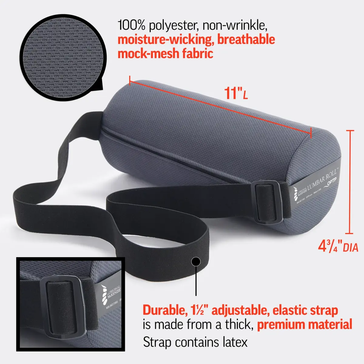 OPTP The Original McKenzie Lumbar Roll – Firm Density Low Back Support 27.94cm (11") x 12.07cm (4.75") - view 4