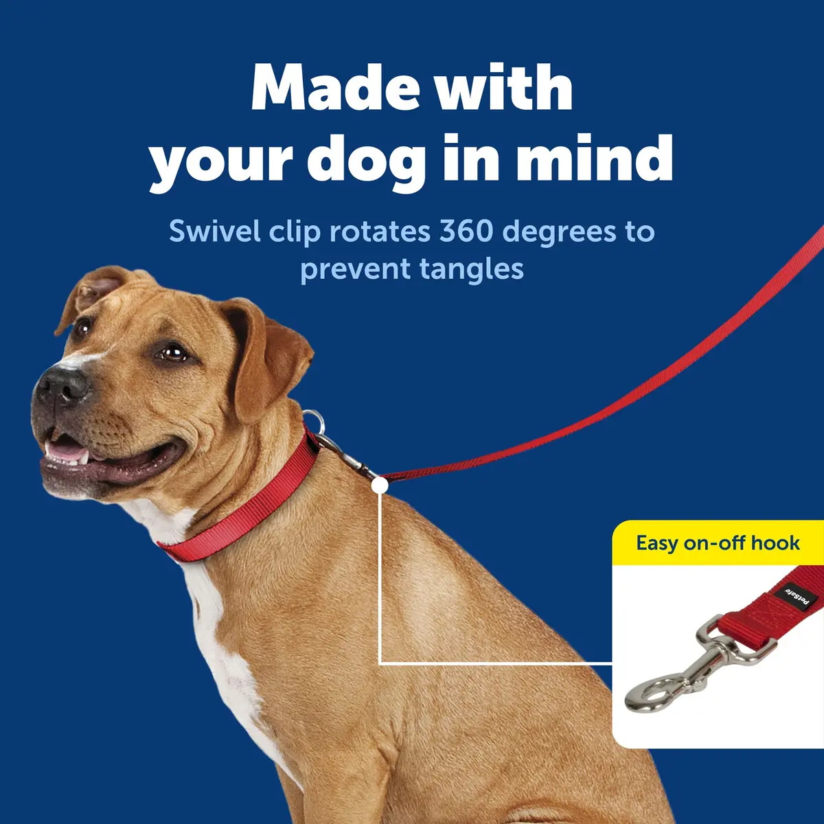PetSafe Nylon Dog Leash - Strong, Durable, Traditional Style with Easy Bolt Snap - 1 in. x 6 ft., Red - view 3