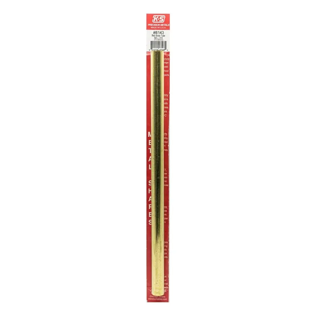 K&S Precision Metals Round Brass Tube 5/8" OD x 0.014" Wall x 12" Long | 15.88mm OD x 0.356mm Wall x 304.8mm Long - main product image