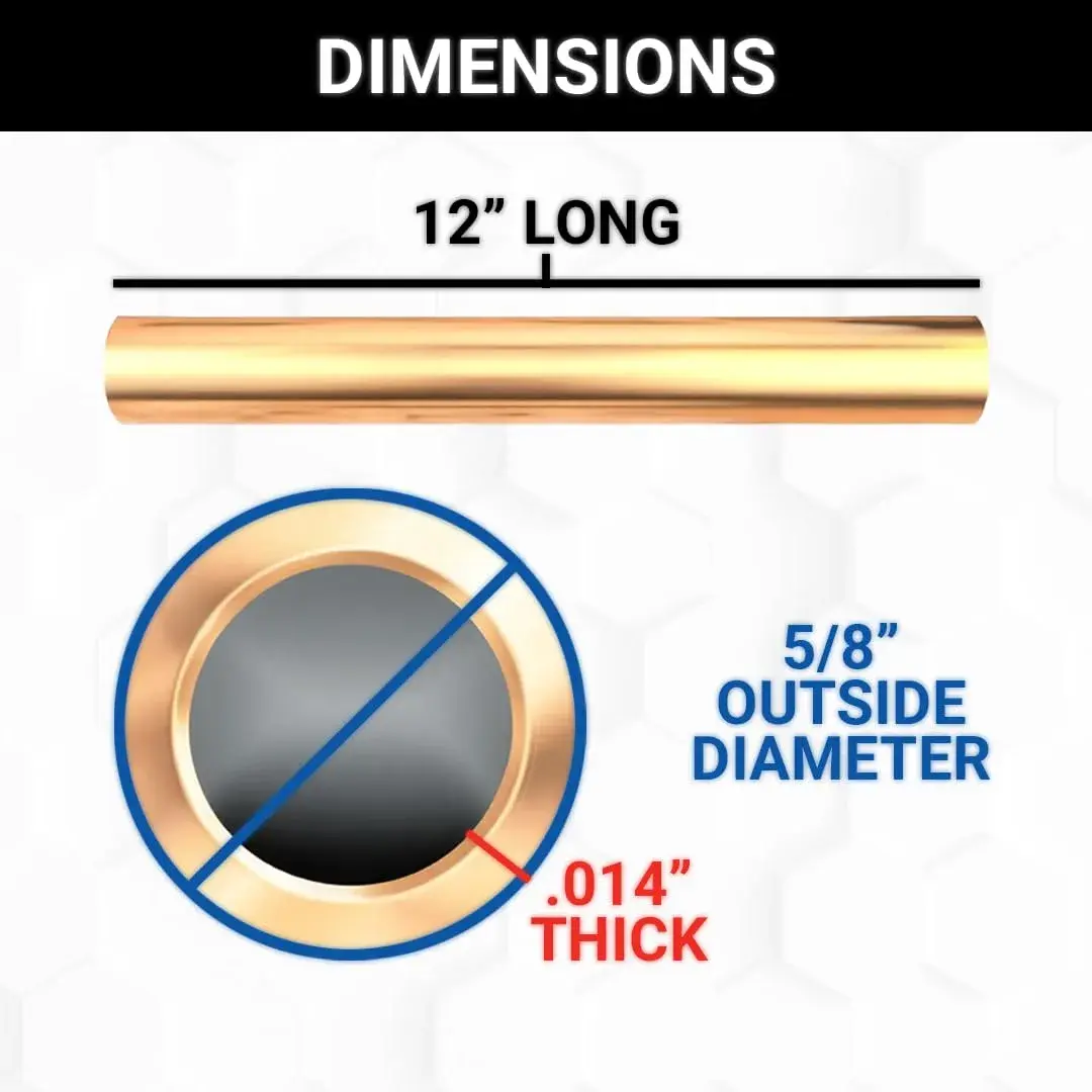 K&S Precision Metals Round Brass Tube 5/8" OD x 0.014" Wall x 12" Long | 15.88mm OD x 0.356mm Wall x 304.8mm Long - view 2