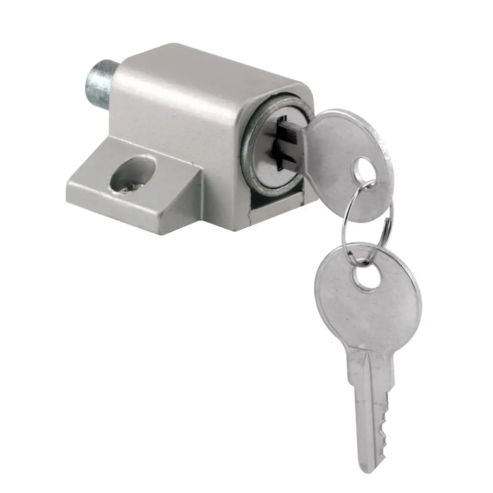 Prime-Line U 9861 Sliding Door Keyed Lock, Aluminum Finish | Heavy Duty Home Security (70-120 chars) - main product image