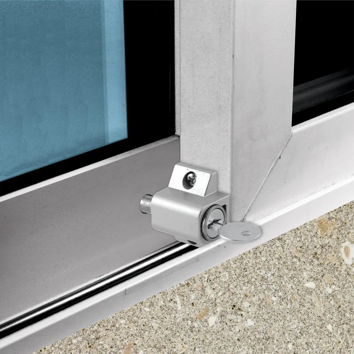 Prime-Line U 9861 Sliding Door Keyed Lock, Aluminum Finish | Heavy Duty Home Security (70-120 chars) - view 3