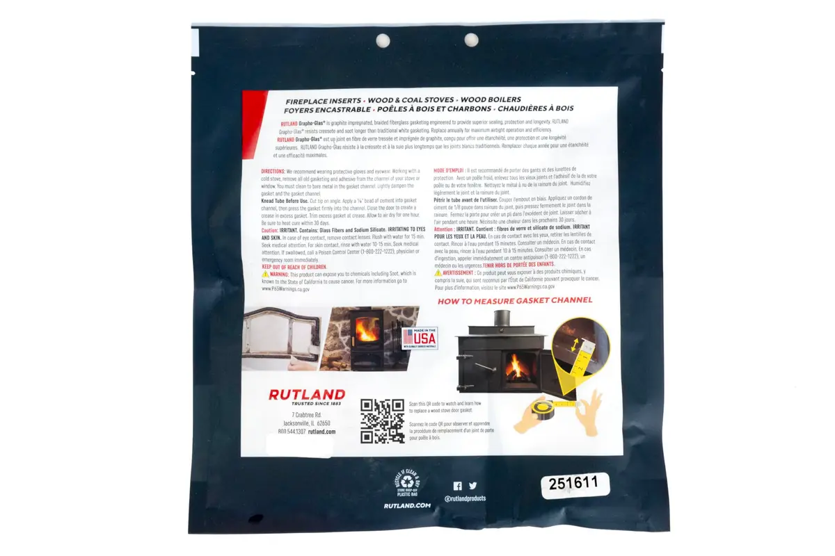Rutland Products 96W-6 Grapho-Glas Rope Gasket Kit 5/8"X7' | Durable Stove Gasket Replacement - view 7