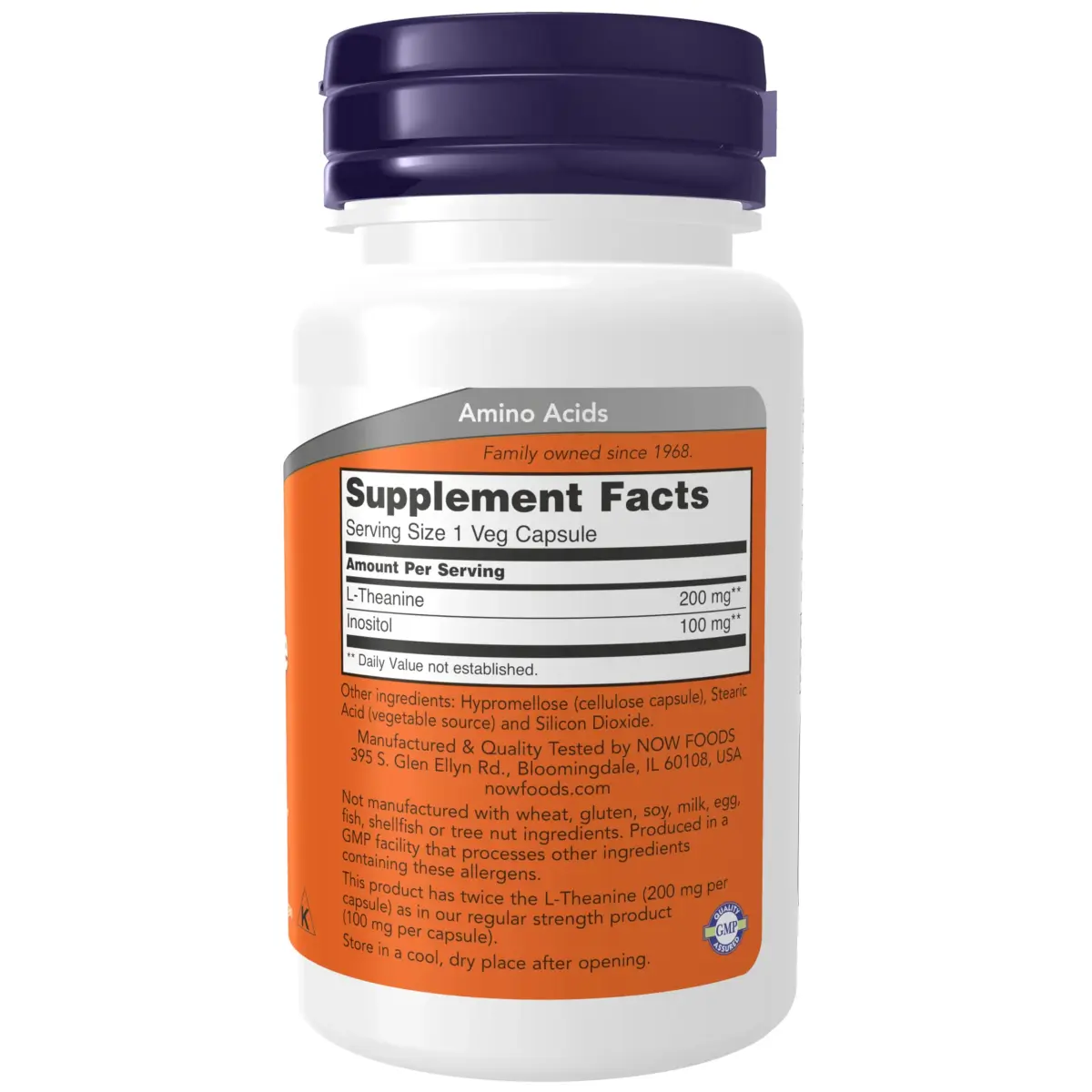 NOW Foods L-Theanine 200 mg with Inositol Veg Capsules 60 Count | Promotes Relaxation & Alertness - view 2