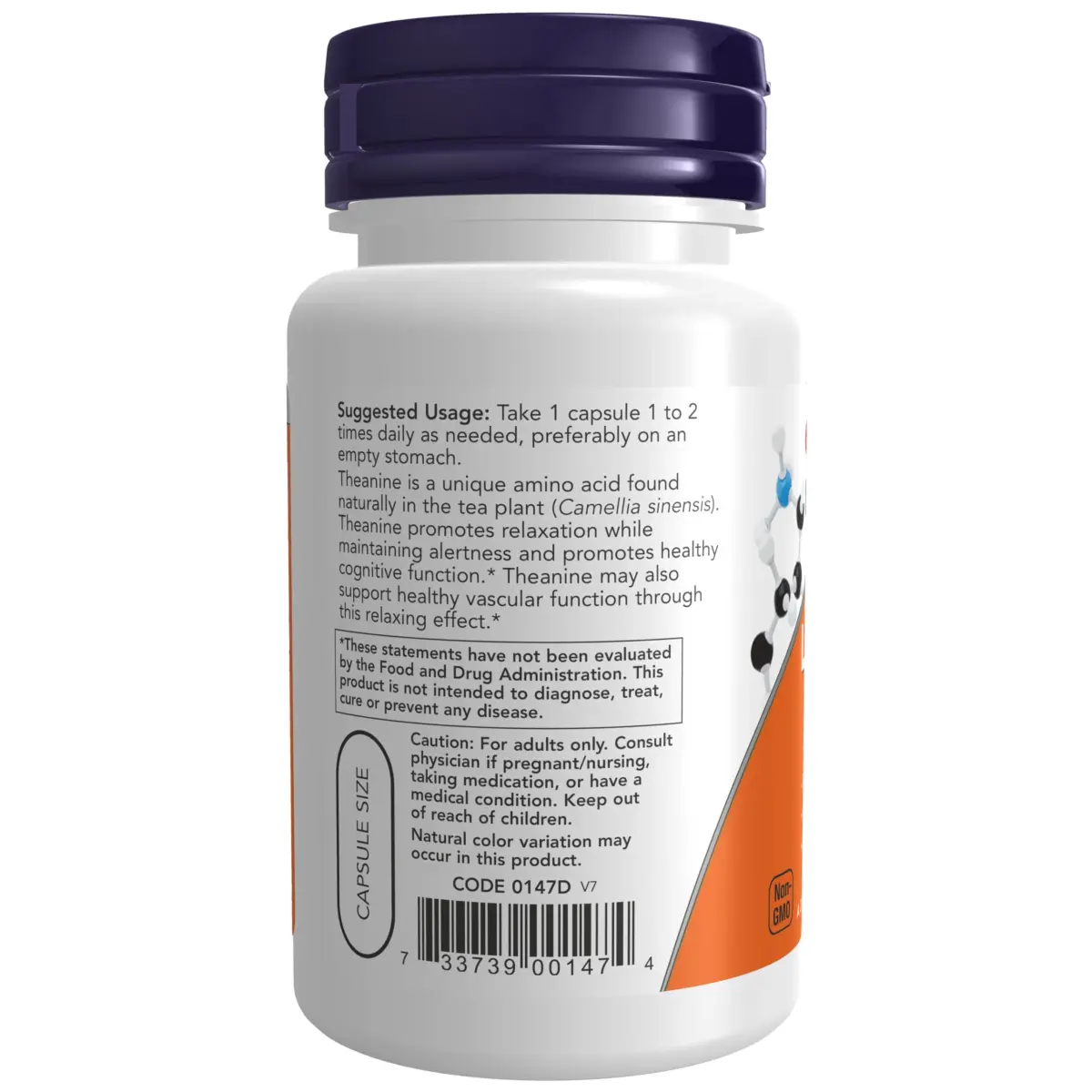 NOW Foods L-Theanine 200 mg with Inositol Veg Capsules 60 Count | Promotes Relaxation & Alertness - view 3