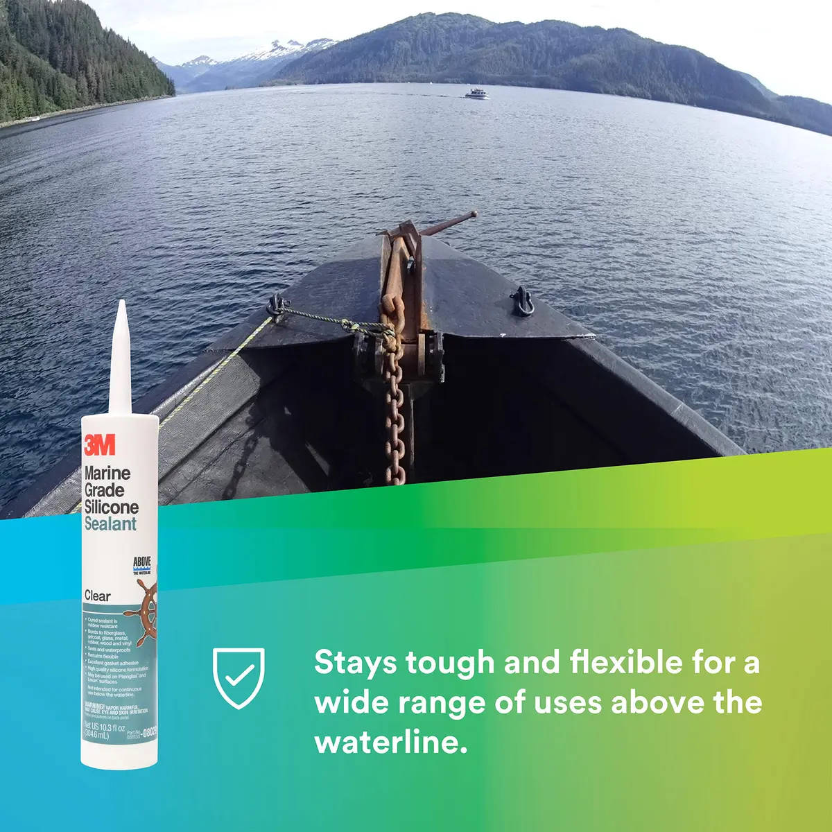 3M Marine Grade Silicone Sealant Clear 304 mL (10.3 fl oz) | Above Waterline Interior/Exterior Sealing - view 2