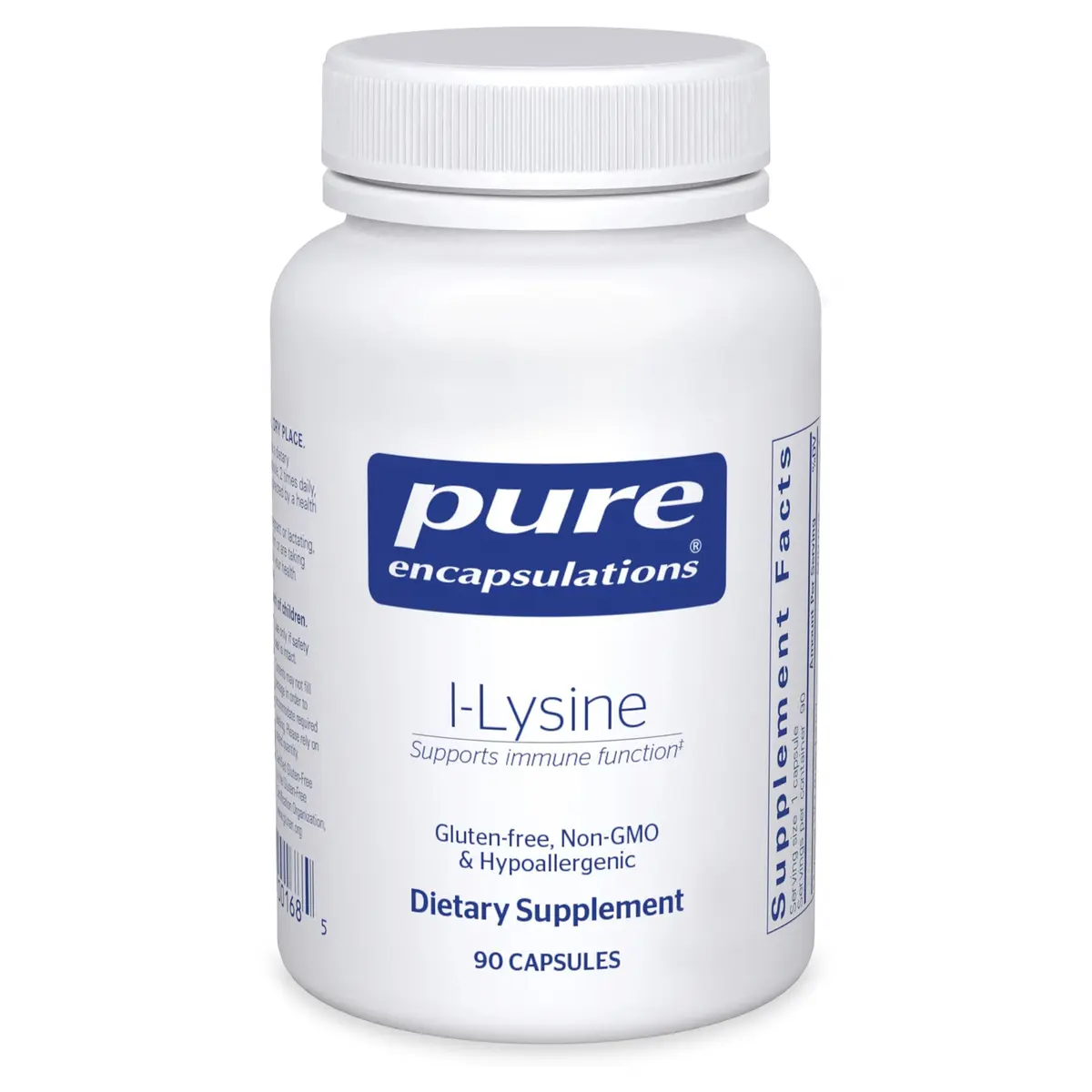 Pure Encapsulations L-Lysine 90 Capsules | Supports Immune & Gum Health - main product image