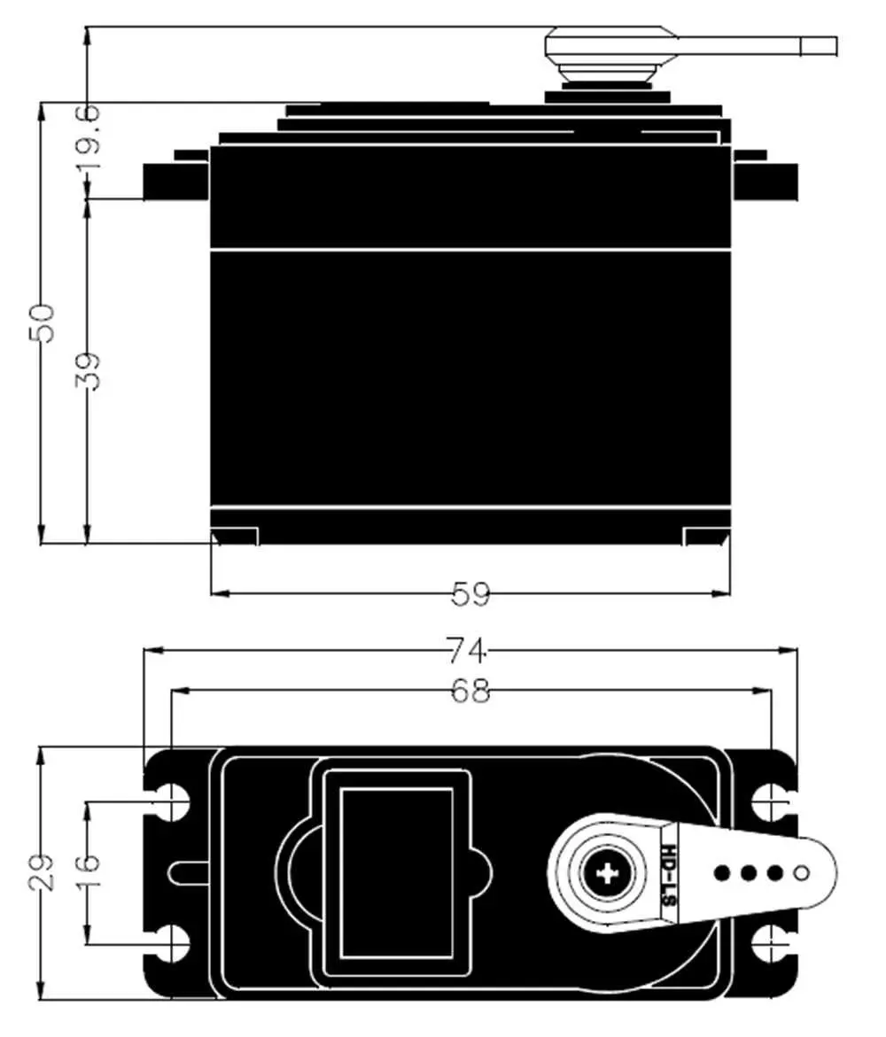 Hitec RCD HS-755MG Giant Scale Servo | 117g Metal Gear, 12-31.7 lbs Torque, 0.23-0.28 sec Speed - view 2