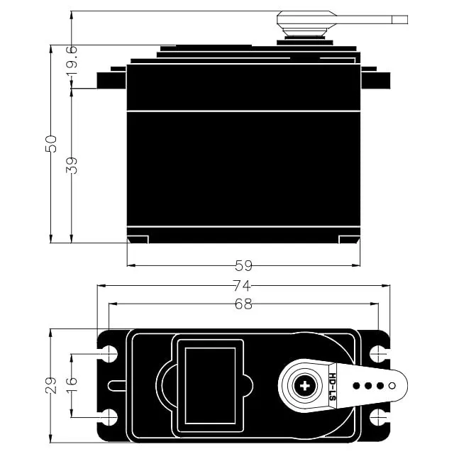 Hitec RCD HS-755MG Giant Scale Servo | 117g Metal Gear, 12-31.7 lbs Torque, 0.23-0.28 sec Speed - view 4