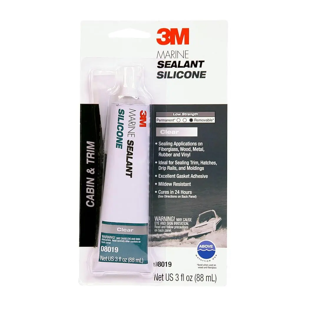 3M Marine Grade Silicone Sealant, Clear, 3 fl oz | Durable Marine-Grade Sealant for Watercraft - main product image