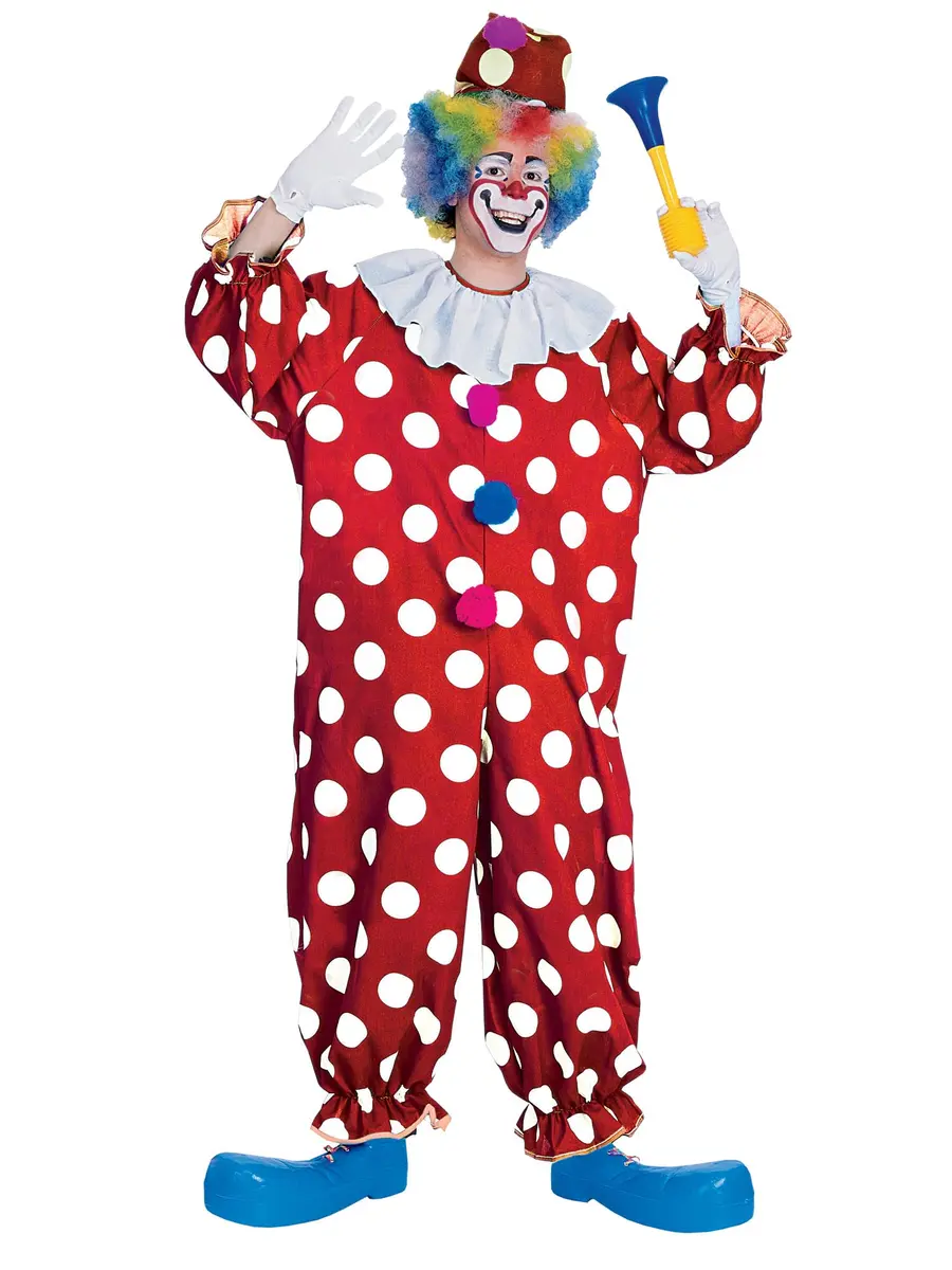 Rubies Dotted Clown Costume for Adults, Unisex One Size | Red Polka Dot Jumpsuit for Halloween & Cosplay - main product image