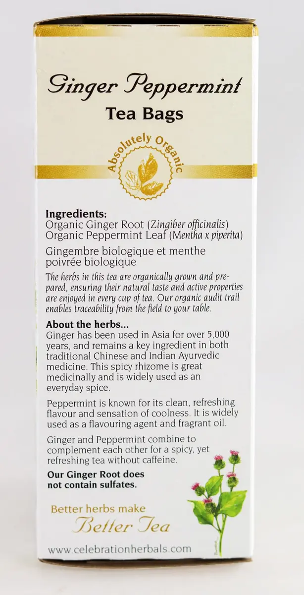 Celebration Herbals Ginger Peppermint Tea 24 Count | Caffeine-Free Herbal Blend with Natural Goodness - view 5