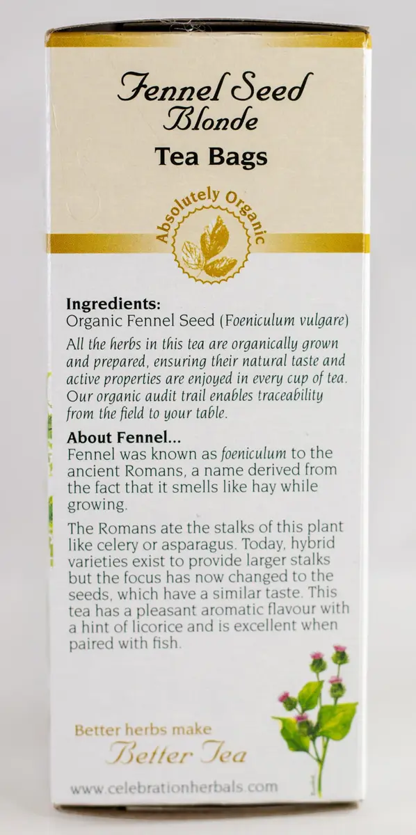 Celebration Herbals Fennel Seed Blonde Tea Organic 24 Bag | Aromatic Licorice Flavor (70-120 chars) - view 5