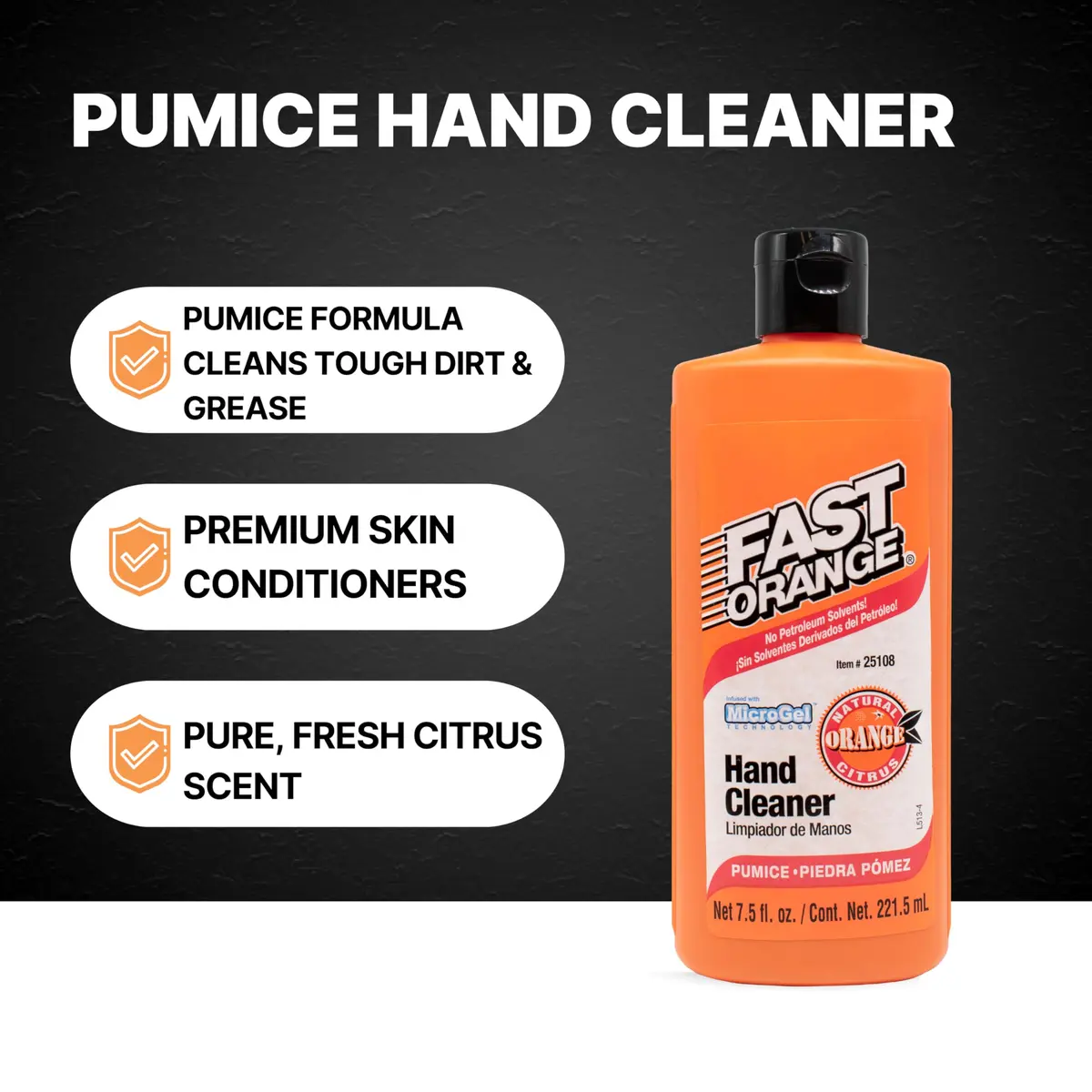 Fast Orange Pumice Lotion Hand Cleaner 212ml (7.5 Fl Oz) | Heavy Duty Grease Fighter - view 3