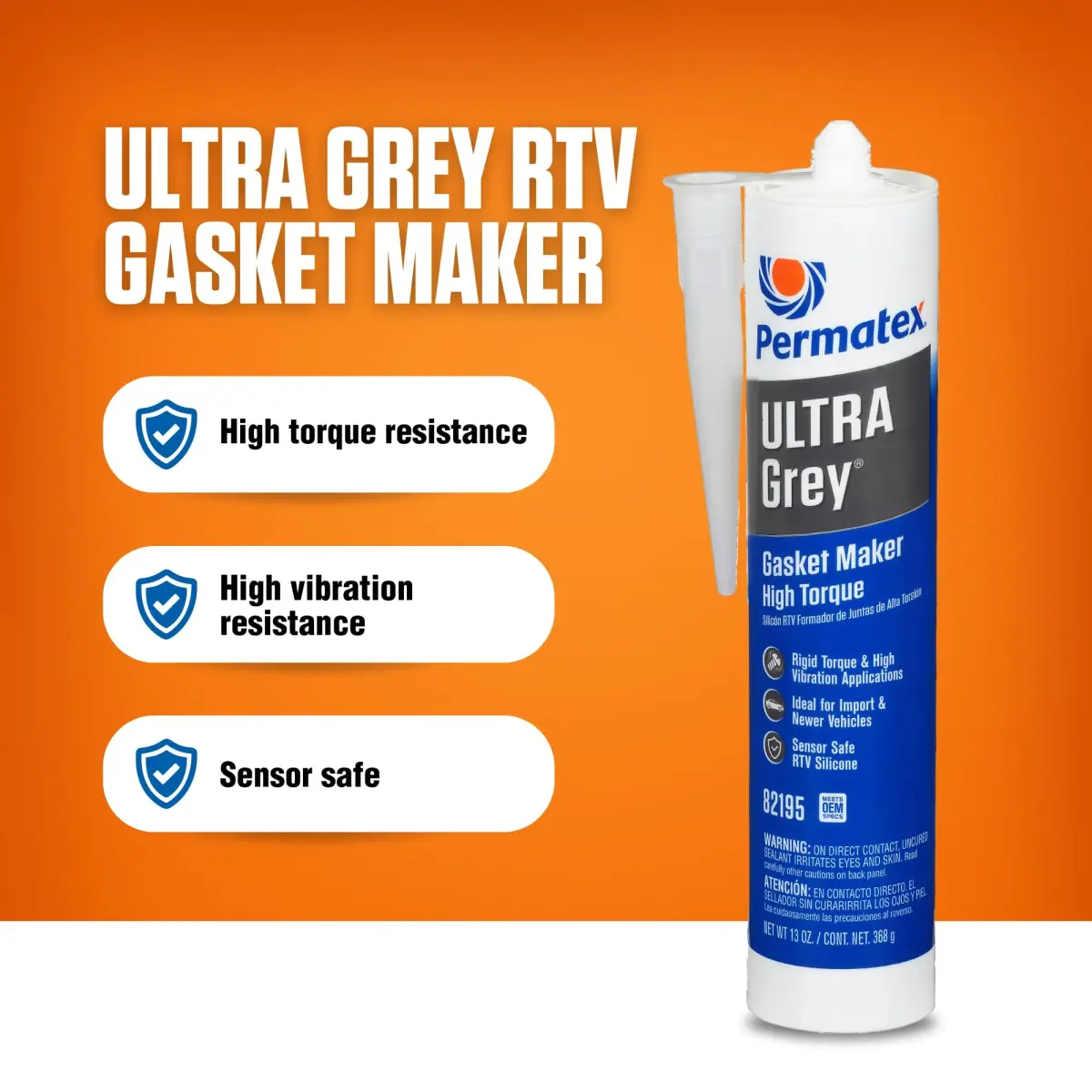 Permatex The Right Stuff 1 Minute Grey Gasket Maker 89ml (3 Fl Oz) | High-Torque Engine Sealant — Ultra Gray / 13 Fl. Oz. - view 2