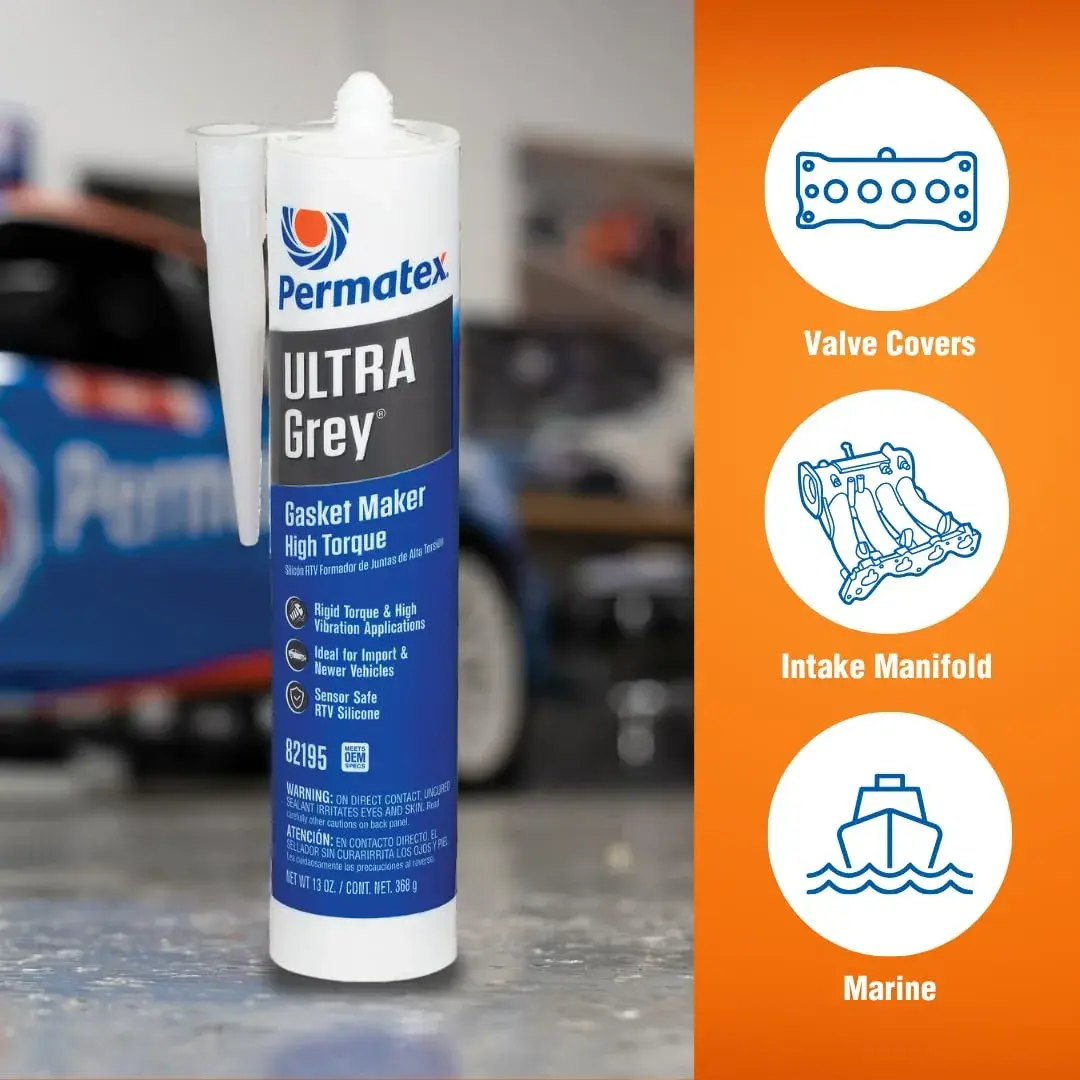 Permatex The Right Stuff 1 Minute Grey Gasket Maker 89ml (3 Fl Oz) | High-Torque Engine Sealant — Ultra Gray / 13 Fl. Oz. - view 4