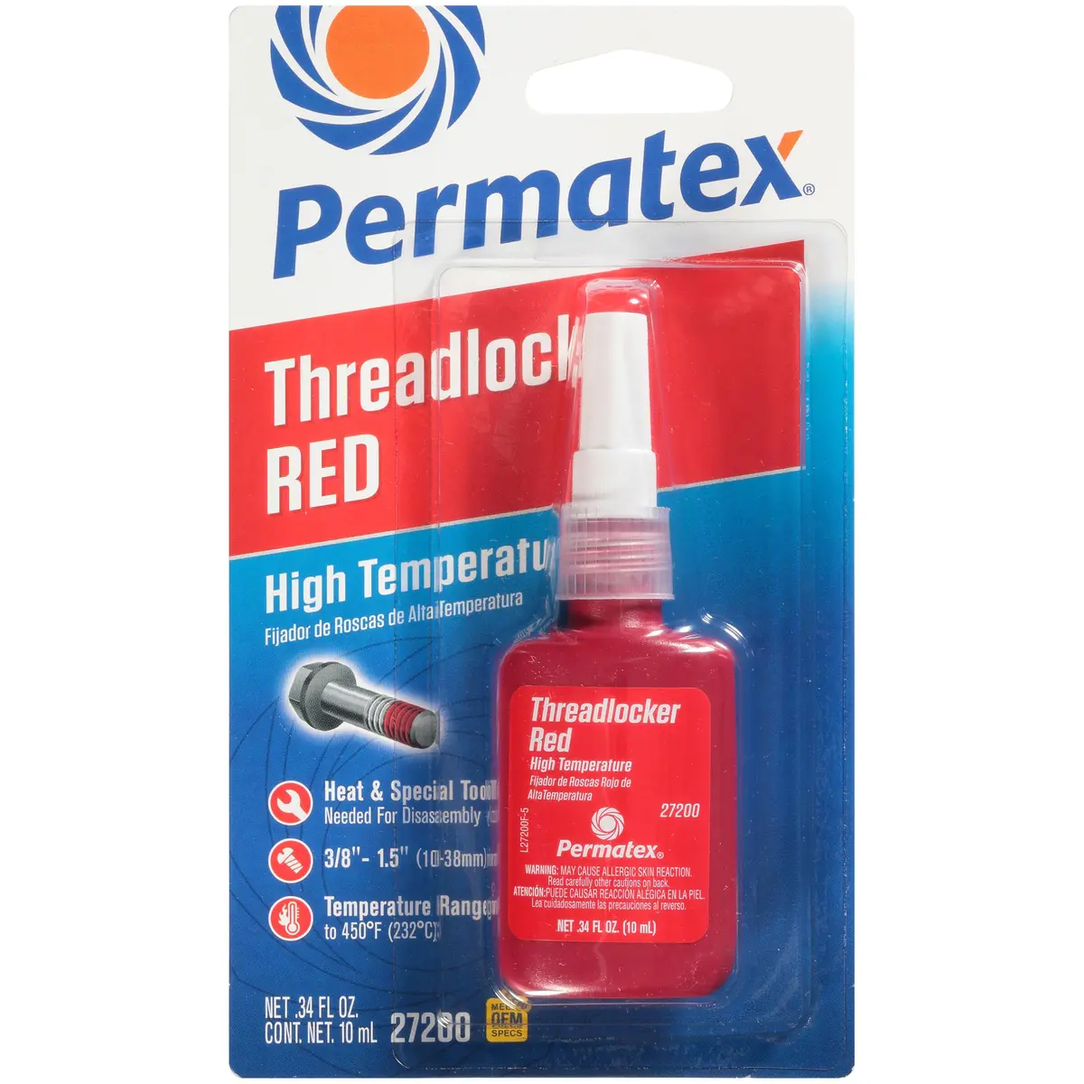 Permatex High Temperature Threadlocker Red 10 ml | Extreme Heat Resistance for Heavy-Duty Applications - main product image
