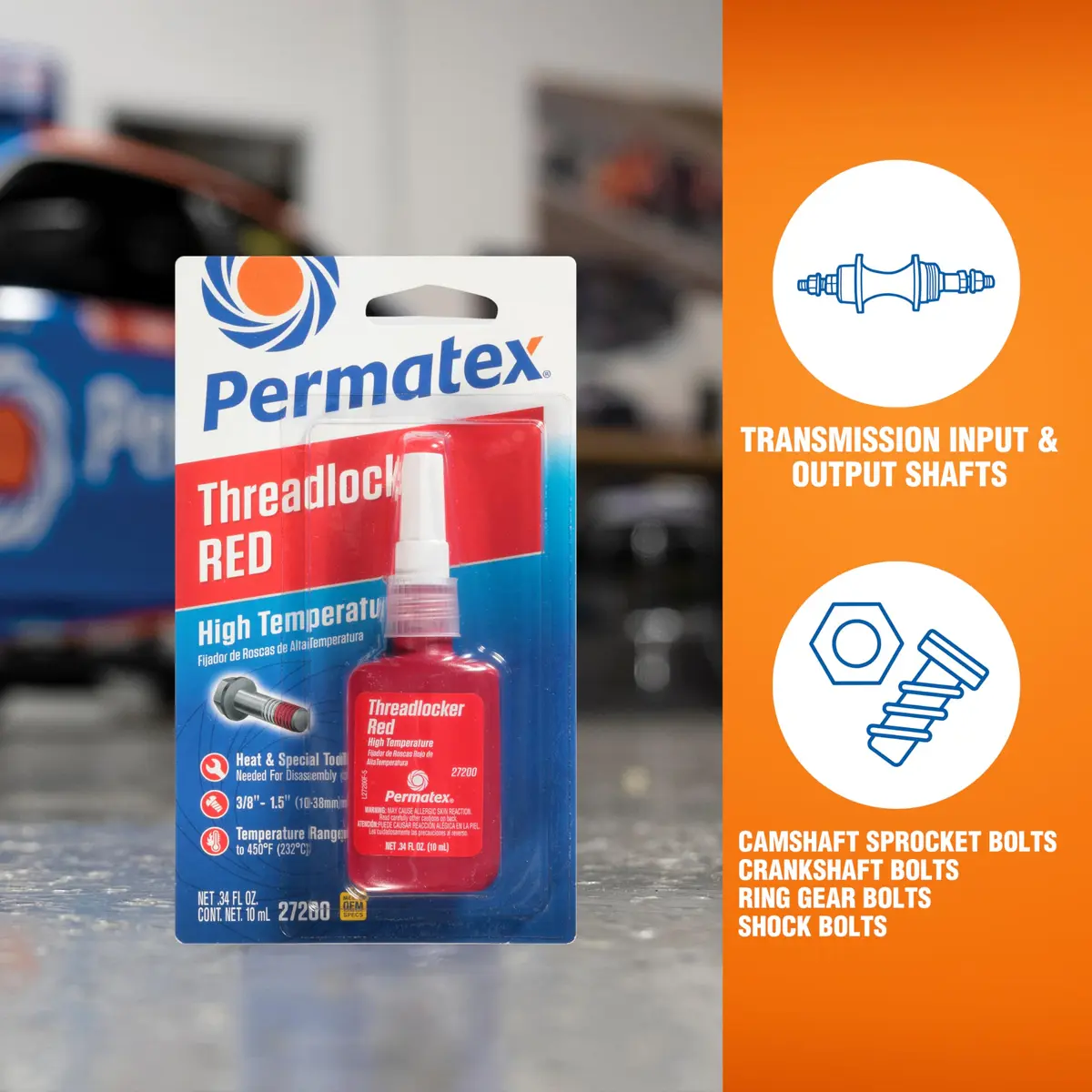 Permatex High Temperature Threadlocker Red 10 ml | Extreme Heat Resistance for Heavy-Duty Applications - view 3