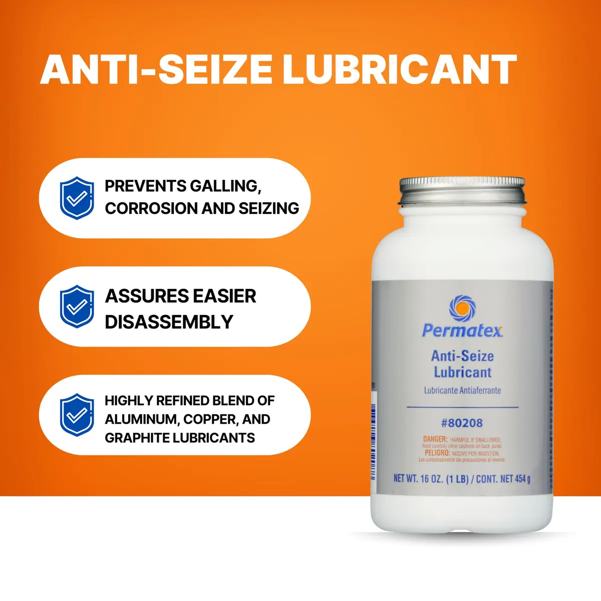 Permatex Silver 16 oz. (454 g) Anti-Seize Lubricant with Brush Top Bottle | High Temp & Corrosion Resistant - view 2