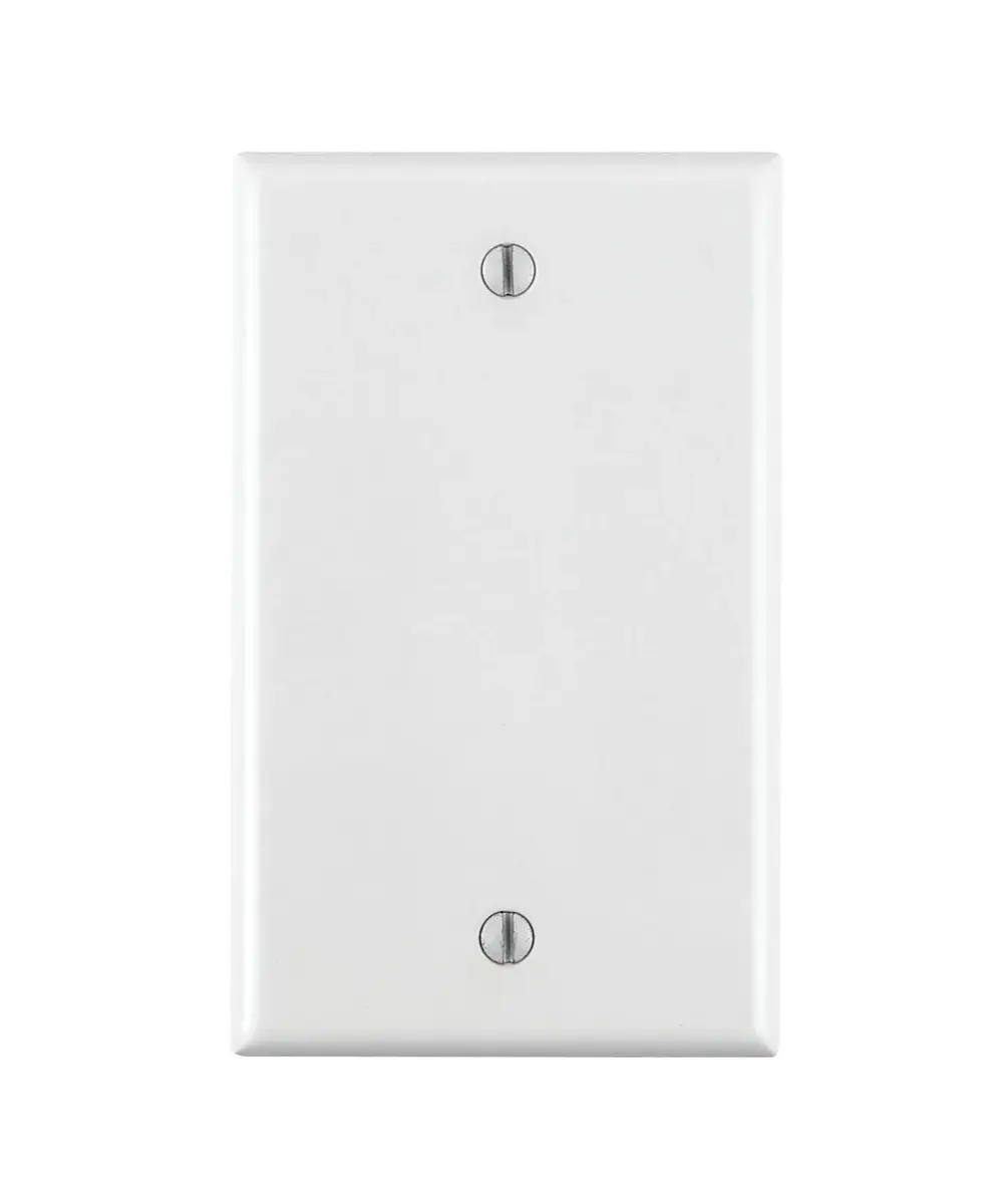 Leviton 1-Gang Blank Wallplate, Standard Size, White | Covers Unused Openings - main product image