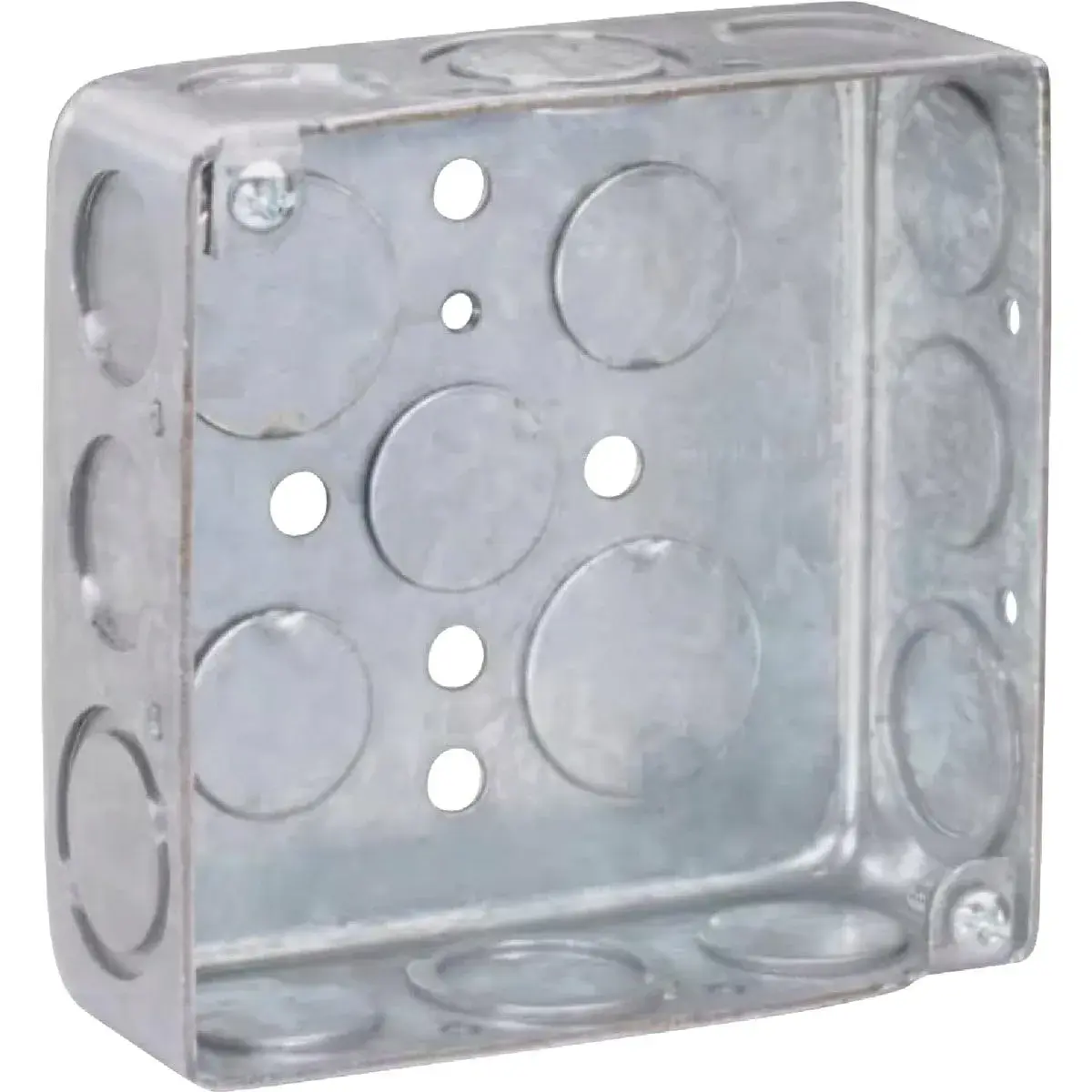 Steel City 4" Square Electrical Box 21 cu in, 1.5" Deep, 1/2" & 3/4" Knockouts | Pre-Galvanized Steel - main product image