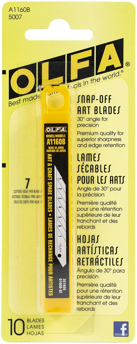 OLFA 5007 A1160B 9mm Snap-Off Art Blade, 10-Pack | Stainless Steel, Precise Cutting - main product image