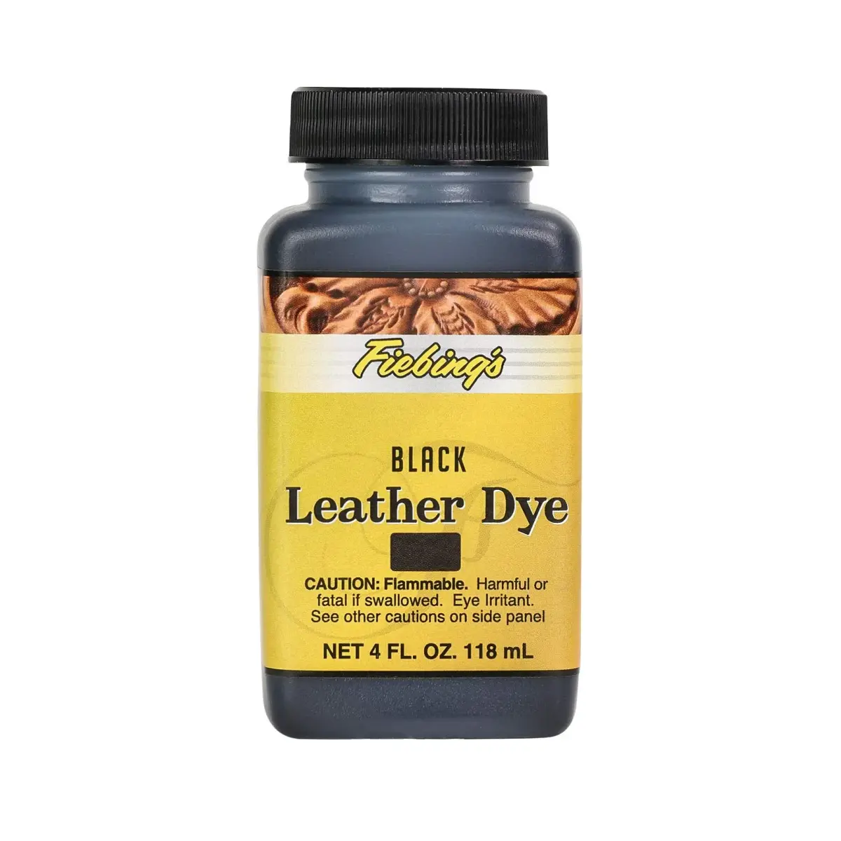 Fiebing's Leather Dye Black 4 fl. oz. (118 ml) | Penetrating Alcohol-Based Dye for Vegetable Tanned Leather - main product image