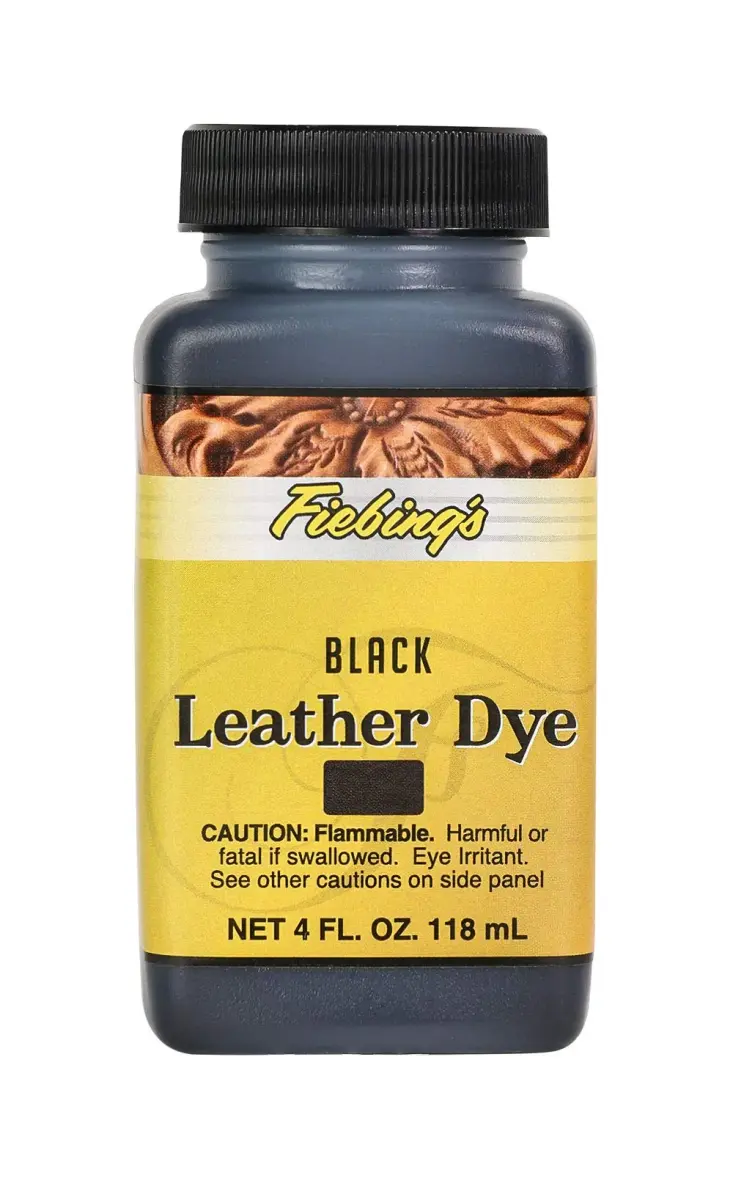 Fiebing's Leather Dye Black 4 fl. oz. (118 ml) | Penetrating Alcohol-Based Dye for Vegetable Tanned Leather - main product image
