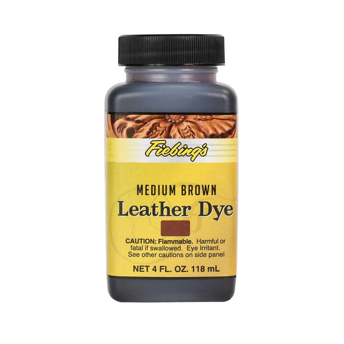 Fiebing's Leather Dye 118ml (4 fl oz) Medium Brown | Alcohol-Based Penetrating Dye for Vegetable Tanned Leather - main product image