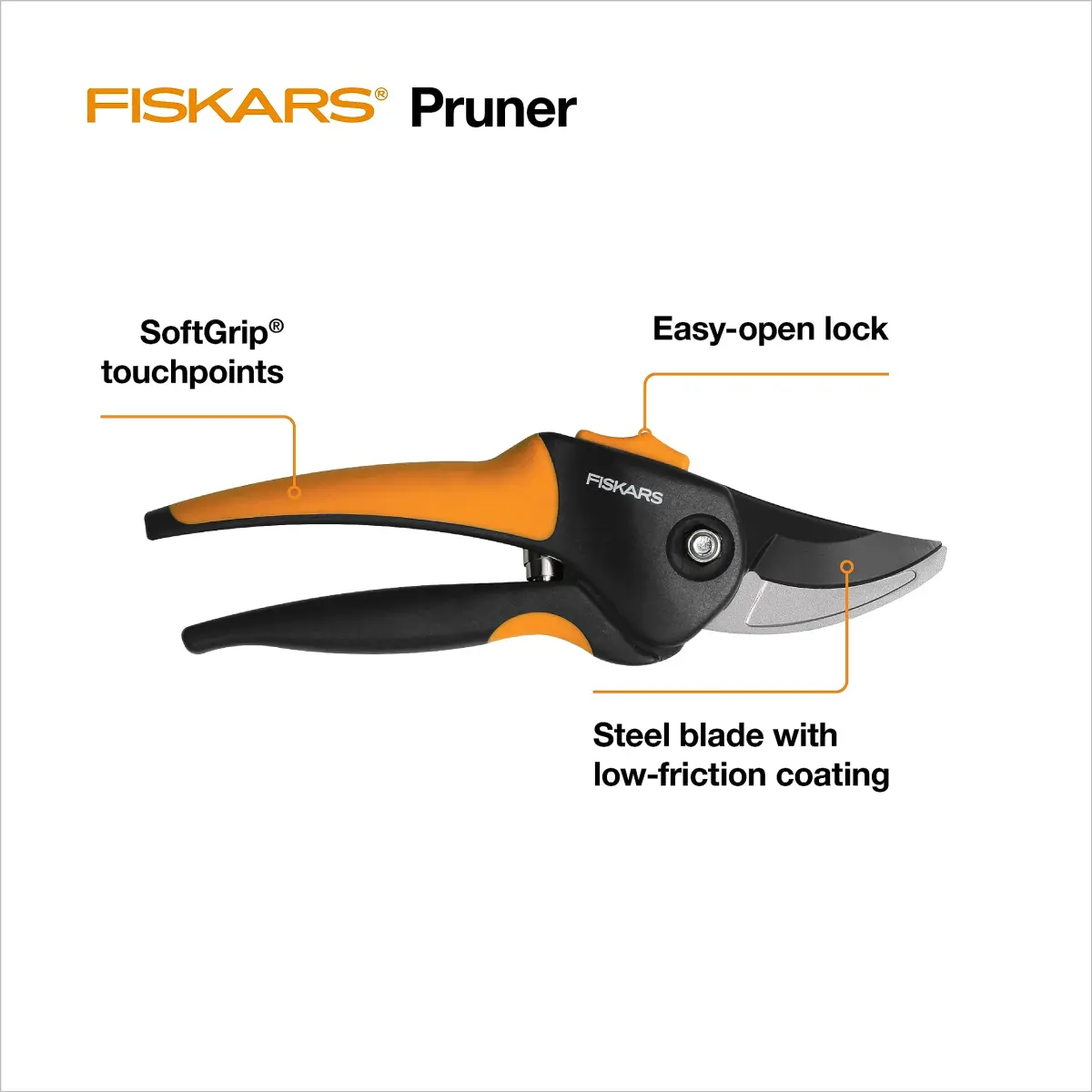 Fiskars SoftGrip Bypass Pruning Shears 5/8" Cut Capacity | Alloy Steel Blades - view 2