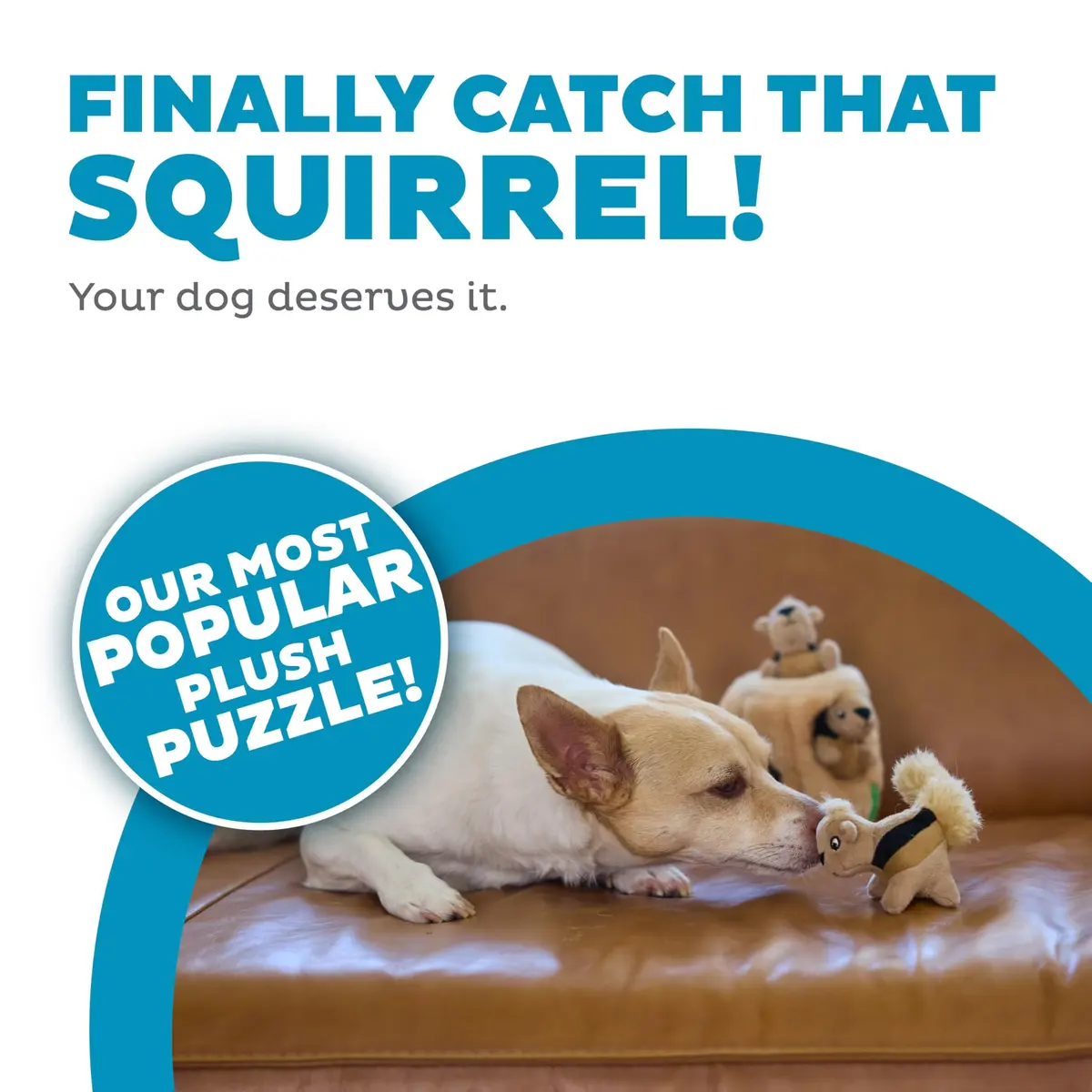 Outward Hound Hide-A-Squirrel Plush Squeaky Dog Toy Small 5" x 7" | Interactive Puzzle Toy for Dogs & Puppies - view 2
